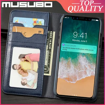 Musubo etui z naturalnej skóry etui dla iPhone X XR Xs Max 11 Pro Max 8 7 Plus 6 Funda Luxury Case gniazdo kart portfel etui Coque
