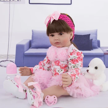 60 cm tkanina ciała winylu Reborn Baby Doll zabawki dla dziewczynki subtelna Księżniczka lalka dziecięca zabawka dla dziecka prezent na Urodziny gry dom zabawka