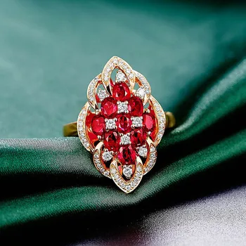 Cellacity modny srebrny pierścionek próby 925 dla kobiet wykwintne biżuteria z kamieni Ruby różowe złoto kolor otwarcia regulowany Gaj kształt partii