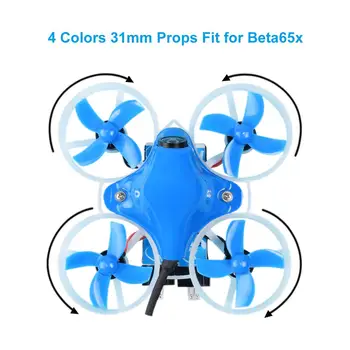 BETAFPV 16szt 31mm 4-Blade Props Tiny Whoop Propellers with 1.0 mm Shaft Removal Tool for Beta65X etc