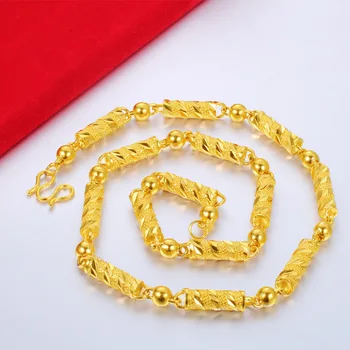 Wietnam Аллювиальное złoto nie znikną nić koralików naszyjnik naszyjnik powłoki латунное Naszyjnik dla mężczyzn biżuteria