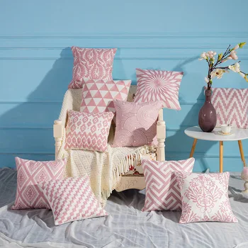 Ramkowym lub 45 x 45 cm różowy haft romantyczny rzut poduszka Nordic poduszki dekoracyjne super luksusowy bawełna poduszka kanapa poduszka