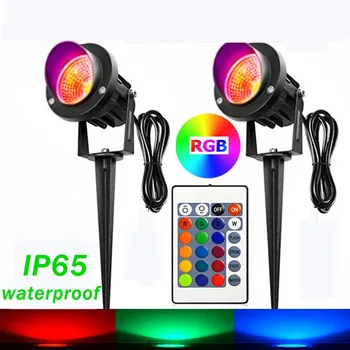 1X 10W RGB garden Light projector LED Lawn Light with remote Wodoodporny IP65 Outdoor Landscape Spot Lamp DC12V AC85-265V