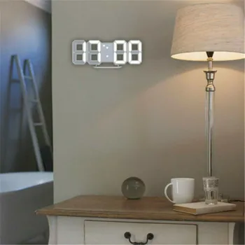 3D LED zegary ścienne nowoczesne cyfrowe alarmy wyświetlacz domowa kuchnia biurka stołowe nocne zegar ścienny 24 lub 12 godzinny wyświetlacz