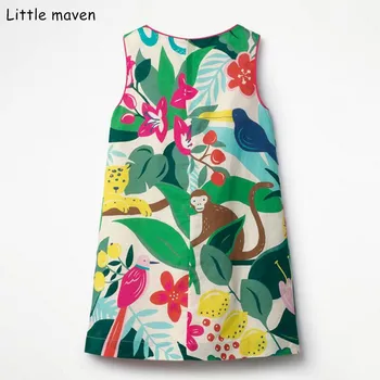 Little maven 2019 new summer baby girls brand dress kids bawełna аймал paski kwiat sukienka bez rękawów