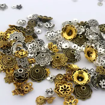 150шт wymieszać Tybetańskie złoto srebro kolor metalu temat dystansowe akrylowe czapki dla Diy biżuterii poprzez wyszukiwanie naszyjnik akcesoria hurtownia