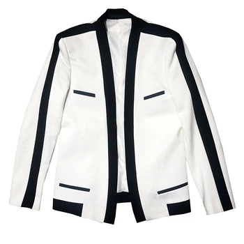 Koreańska wersja męska Slim Fit Biały uniwersalny mały garnitur łączenie kolorów kontrast suknia ślubna 2021 wiosenny płaszcz Veste Homme