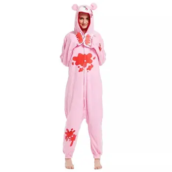 HKSNG wysokiej jakości Czarny Różowy mroczny niedźwiedź Polarny ciepły polar dorosłe kobiety domowe Onesie piżama Kiguruma cosplay strona odzież bielizna nocna