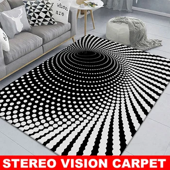 Optyczna iluzja dywan 3D dywan czarno-białe dywany geometryczna sztuka dywan do salonu Sypialnia J99Store