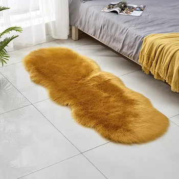 Miękka sztuczna skóra owcza sierść krzesło poduszka dywaniki do sypialni podłoga kudłaty jedwabisty pluszowy dywan biały maty łóżko