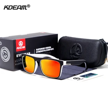 KDEAM New 2019 letnie okulary męskie sportowe okulary polaryzacyjne damskie markowe lustrzane soczewki kwadratowe UV400 z obudową KD156