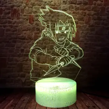 Fajne 3D LED kolorowy ekran dotykowy stół nocne Spanie lampa model Naruto Sasuke Uchiha anime, figurki, zabawki