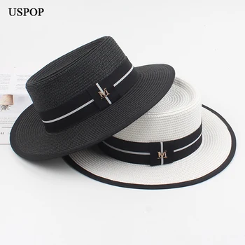USPOP Women summer sun hat hat Panama słomkowy kapelusz cień plaża czapka damska litera M słomkowe kapelusze z filcu