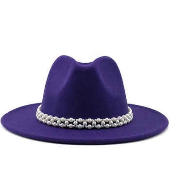 Nowa Damska wełniana фетровая kapelusz z koronki wstążką pan elegancka Pani Zima Jesień szerokim rondem Kościół Panama sombrero dziewczyna Jazz czapka