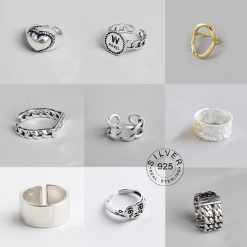 S925 srebro pierścionki dla kobiet, mężczyzn punk list otworzyć regulowane ring palec pierścień partii biżuteria prezenty