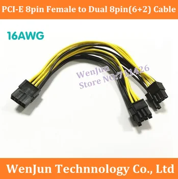 10szt nowy 16AWG PCI-E 8pin żeńskie podwójny 8pin(6+2) wideo karta graficzna zasilacz, kabel 20 cm