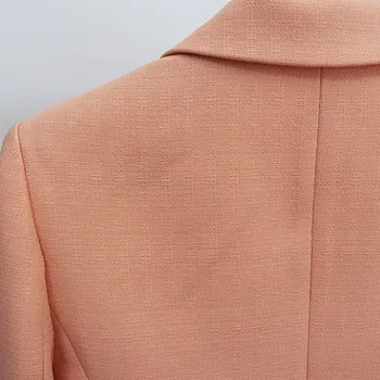2020 lniane bawełniane damskie żakiety kostiumy jesienne klasyczny dwurzędowy guziki nagi różowy cienki damski marynarka kurtki hurt