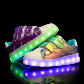 Rozmiar 25-37 plac świecące buty z oświetlonym podeszwą buty do biegania dla Dzieci z podświetleniem led USB naładowane świecące trampki dla chłopców dziewcząt