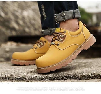 Buty dla miłośników low top British style big head shoes Martin tooling Boys ' shoes big yellow shoes board shoes round head shoees