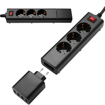 Filtr sieciowy 3-gniazdo sieciowe filtr z wieloma portami USB ładowarka 1.5 m kabel przedłużacz EU Plug gniazdo