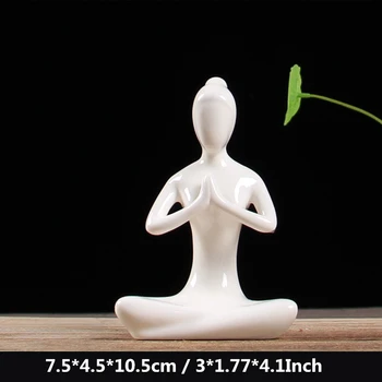 VILEAD 12 stylów białe ceramiczne figurki jogi Ename Yoga miniatury streszczenie statuetki Yog statuetki Yoj vintage wystrój domowej pokoju