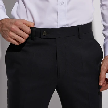 2020 Elastyczna Sukienka Spodnie Na Zamówienie Slim Fit Czarny Jedwab Wełniane Spodnie, Bardzo Wygodne Tkaniny, Więcej Swobody Do Działania
