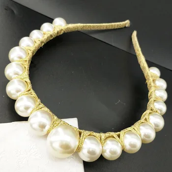 2019Fashion luksusowy duży perły Hairbands duże perły opaska na głowę kobiety elegancki partia Hairbands słodkie dziewczyny akcesoria