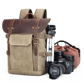 YUPINXUAN wysokiej jakości вощеный płótno skórzane plecaki vintage kamery plecak retro DSLR podróże plecaki moda Daypacks
