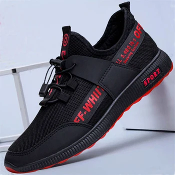 2020 Nowa moda obuwie męskie obuwie letnia siatka oddychająca czarny Comfortbale buty do biegania Męskie buty na płaskiej podeszwie duży rozmiar 44