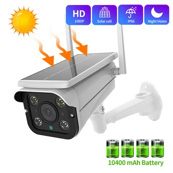 1080P Wifi Camera Solar Panel IP Camera Outdoor PTZ PIR Human Alarm CCTV Security Camera with 10400MAH Battery Long Standby 2MP