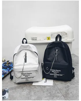 Modny plecak 2019 New Women Canvas Chain New Leisure School Bag Letter Print duża oddychająca torba Trend Travel bag