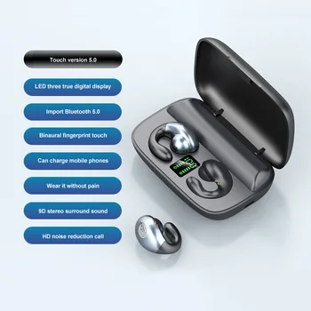 S19 Kostna Przewodność Słuchawki Bluetooth Bezbolesne Noszenie Słuchawki Wisi Podłodze W Ucho Słuchawki 2200 Mah Power Bank Sportowe Słuchawki