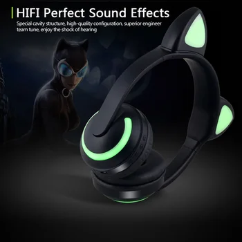 LED Light Cat Ears bezprzewodowe słuchawki Bluetooth migające stereo świecące muzyczne słuchawki Rabbit Ear słuchawki z mikrofonem do gier