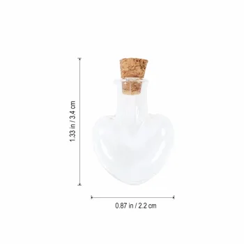 10szt kształt serca miłość mini-chęć Uwaga rzemiosło szklane butelki, puszki z korkiem (jasne)