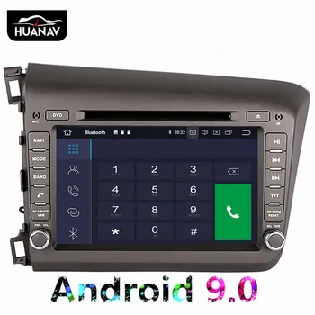 Android 9.0 samochodowy CD odtwarzacz DVD nawigacja GPS do Honda Civic 2012-lewostronny prowadzenie samochodu jest radio i Auto multimidia 1 din