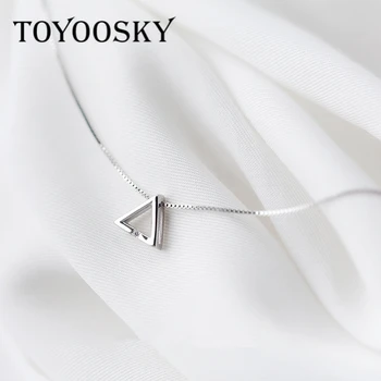 Rocznika proste naszyjniki w kształcie trójkąta 925-srebro naszyjniki Dla kobiet geometria alergików biżuteria