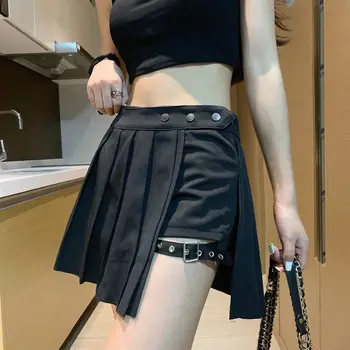 Damska spódnica Harajuku gotycki czarny sexy wysokiej talii spódnica plisowana punk spódnica dziewczyny w szortach nowa letnia spódnica w kratę