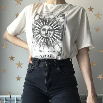 Wiosna lato 2020 moda słońce druku damska dolna z krótkim rękawem O-neck bawełna moda casual koszula dolna