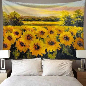 Naturalne Krajobrazy Kwiaty Van Gogha Słoneczniki Gobelin Ścienny Sypialnia Tło Artystyczny Wystrój Ściany Tkaniny Tkaniny Cienkie Koce