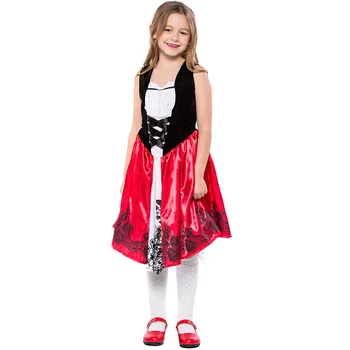 Kostiumy na halloween dla kobiet, dzieci czerwony kapturek cosplay kostium dorosłych dzieci spektakl odzież, sukienka i płaszcz