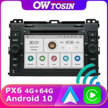 PX6 4+64G samochodowy odtwarzacz multimedialny Toyota Prado 120 2002-2010 radio samochodowe nawigacja GPS Carplay Bluetooth Android 5.0 auto HDMI