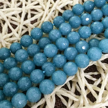 Malowane niebieski kamień naturalny chalcedon jade 4 mm 6 mm 8 mm 10 mm 12 mm szlifowane okrągłe luźne koraliki diy klasyczne biżuteria 15 cali B20