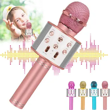 Ręczny przenośny głośnik bezprzewodowy mikrofon do karaoke, 4 w 1 Bluetooth z funkcją nagrywania mikrofon bezprzewodowy